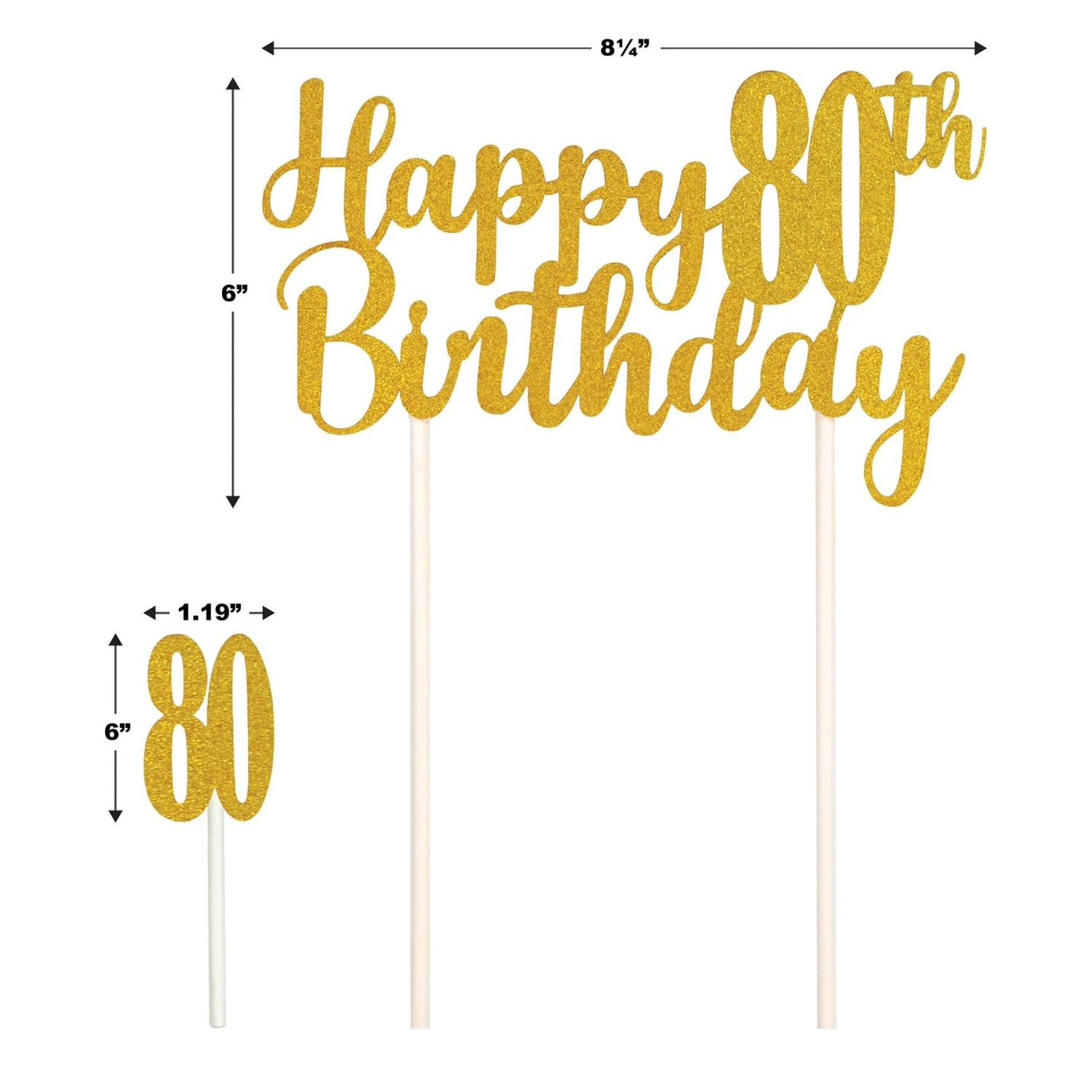 Happy 80th Birthday Party Cake Topper 6 Happy 80th Birthday Party Cake Topper - Image 6