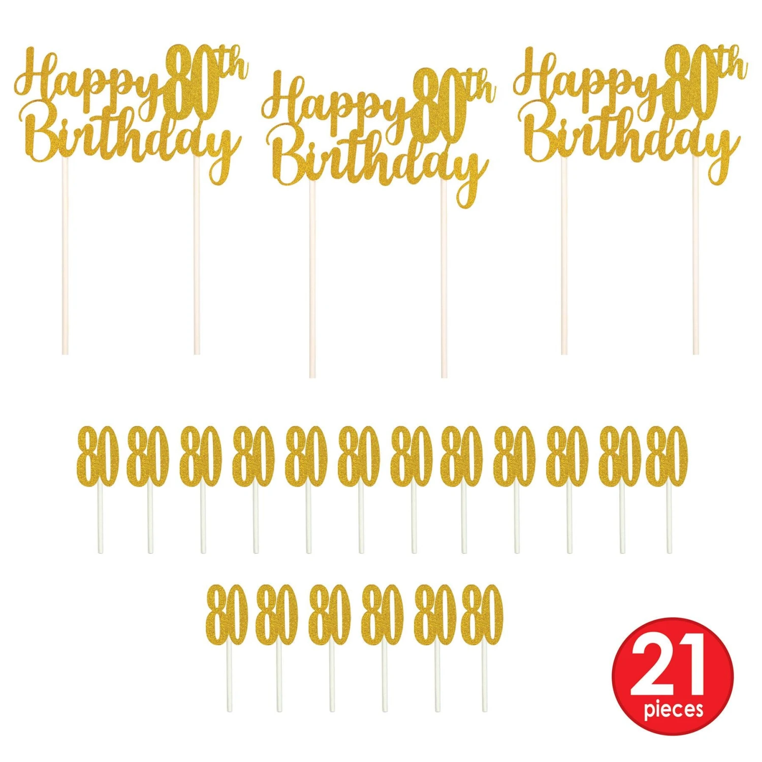 Happy 80th Birthday Party Cake Topper 8 Happy 80th Birthday Party Cake Topper - Image 8