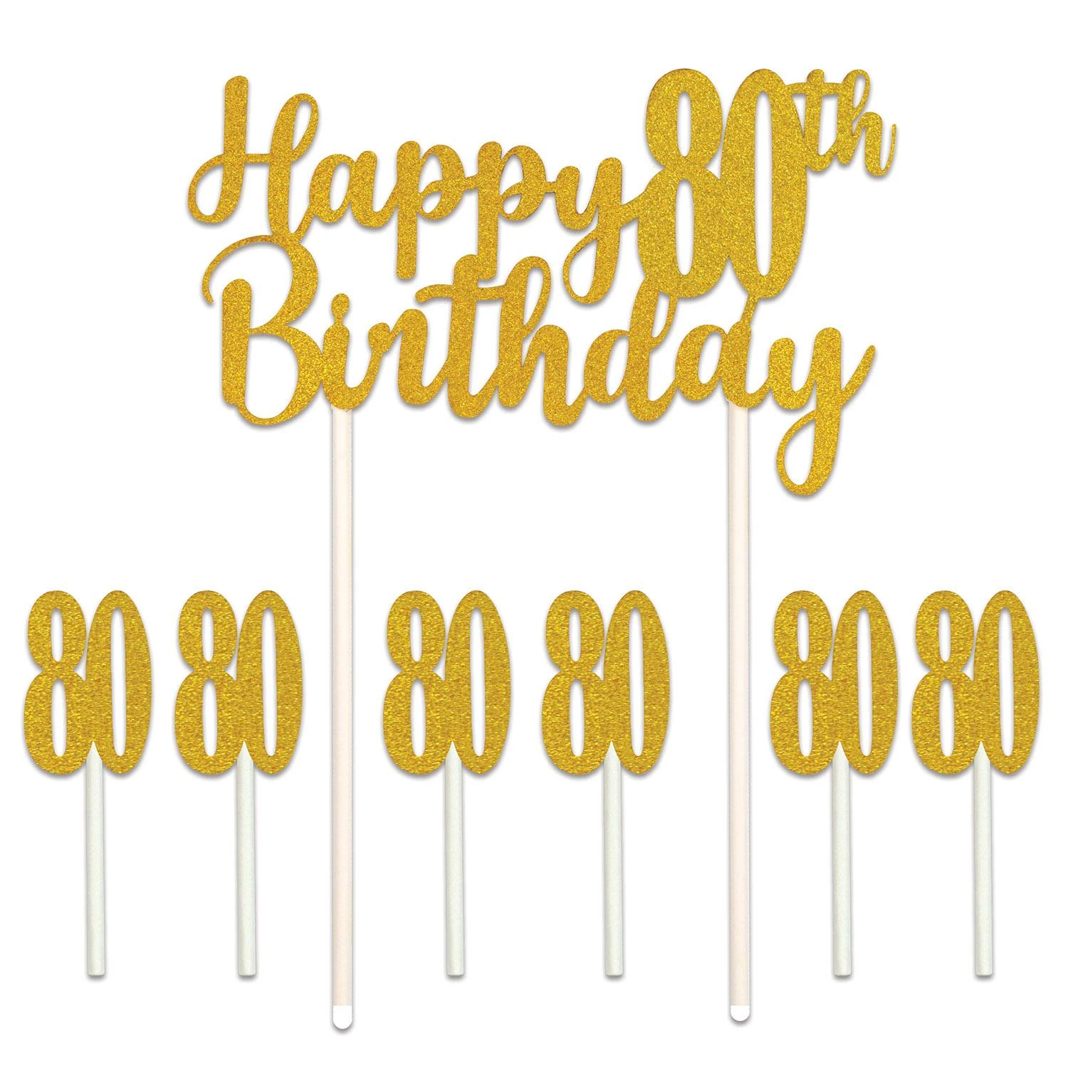 Happy 80th Birthday Party Cake Topper 1 Happy 80th Birthday Party Cake Topper