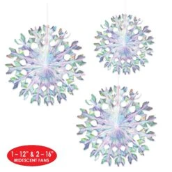 Iridescent Party Fans (3 Per Package) -Bulk Party Supplies Shop 53538 i5