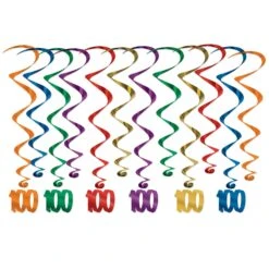 100th Birthday Party Whirls (12 Per Package)