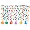 50th Birthday Party Whirls- Multicolor (12 Per Package) -Bulk Party Supplies Shop 53560 50