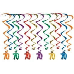 70th Birthday Party Whirls (12 Per Package)