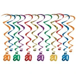 80th Birthday Party Whirls (12 Per Package)