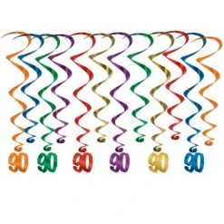 90th Birthday Party Whirls (12 Per Package)