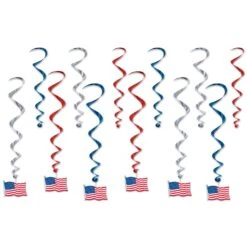 American Flag Party Whirls (12 Per Package)