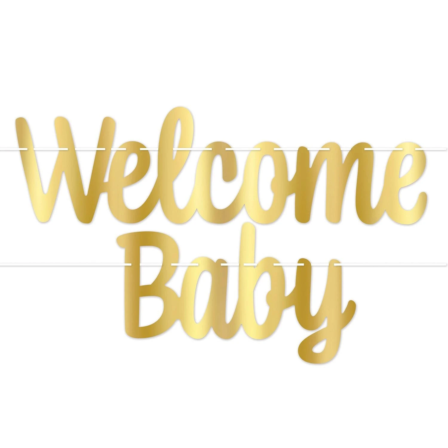 Foil Welcome Baby Streamer - Gold 1 Foil Welcome Baby Streamer - Gold