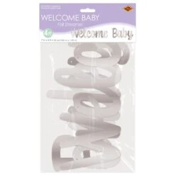 Foil Welcome Baby Streamer - Silver -Bulk Party Supplies Shop 53677 S i3 71cb0ea0 f124 4ab9 979f 6b1ae3783a2a