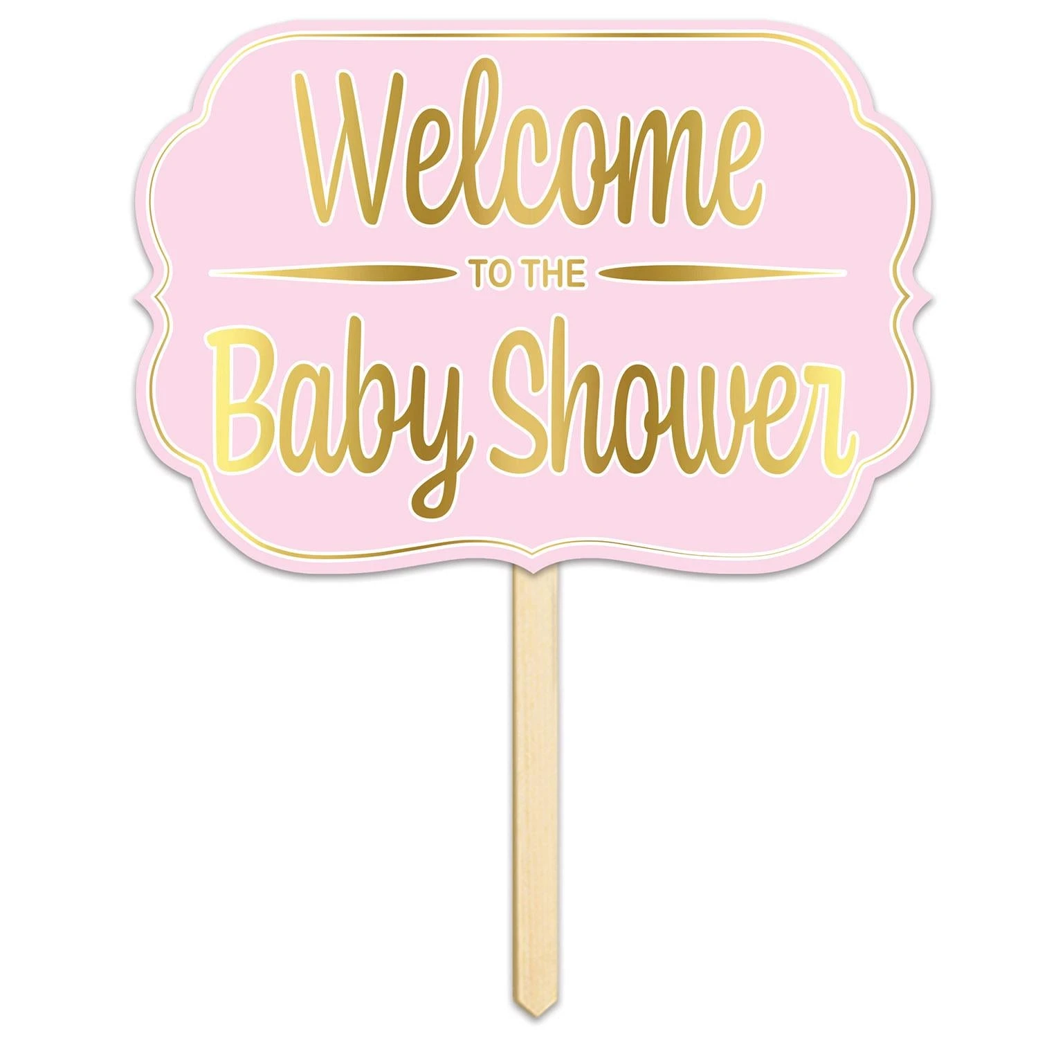 Foil Welcome To The Baby Shower Yard Sign- Pink 1 Foil Welcome To The Baby Shower Yard Sign- Pink