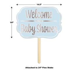 Foil Welcome To The Baby Shower Yard Sign- Blue -Bulk Party Supplies Shop 53715 i5
