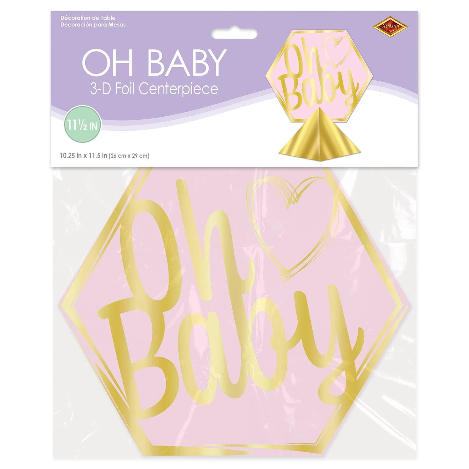 3-D Foil Oh Baby Centerpiece - Girl 2 3-D Foil Oh Baby Centerpiece - Girl - Image 2