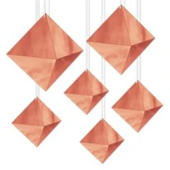 3-D Foil Party Diamonds - Rose Gold (6 Per Package)