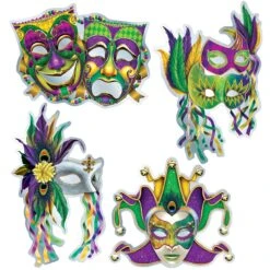 Foil Mardi Gras Mask Cutouts (48 Per Case)