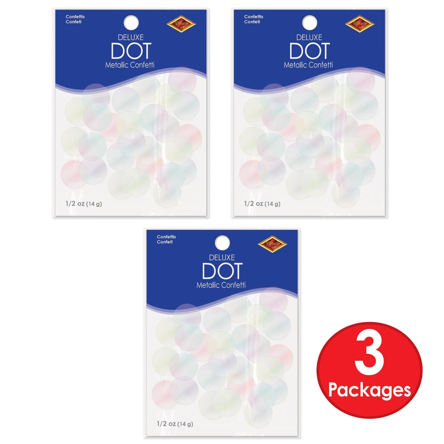 Metallic Deluxe Dot Party Confetti - Opalescent (0.5 Oz Per Package) 4 Metallic Deluxe Dot Party Confetti - Opalescent (0.5 Oz Per Package) - Image 4