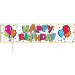 Plastic Jumbo Happy Birthday Party Yard Sign- Multicolor
