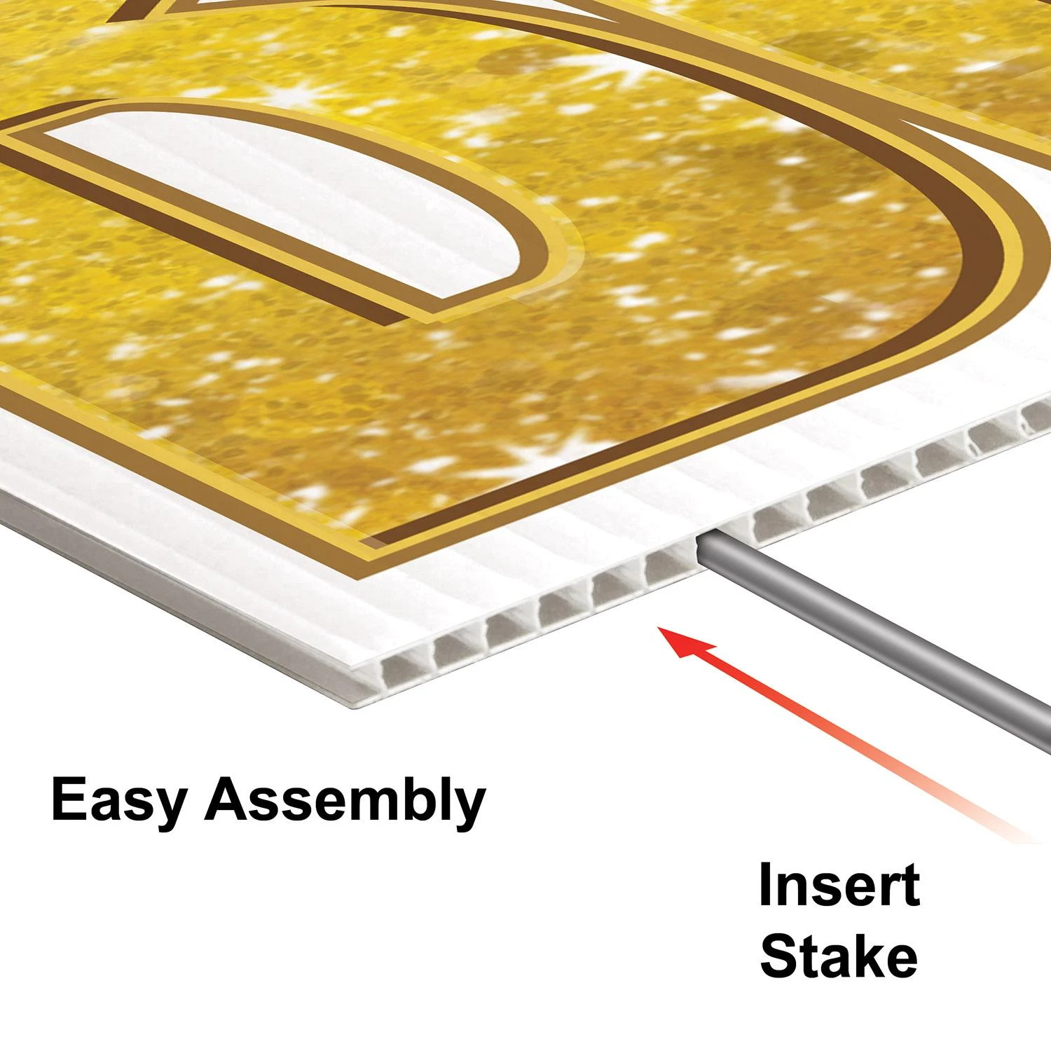 Plas Jumbo Happy Birthday Party Yard Sign Set - Gold 3 Plas Jumbo Happy Birthday Party Yard Sign Set - Gold - Image 3