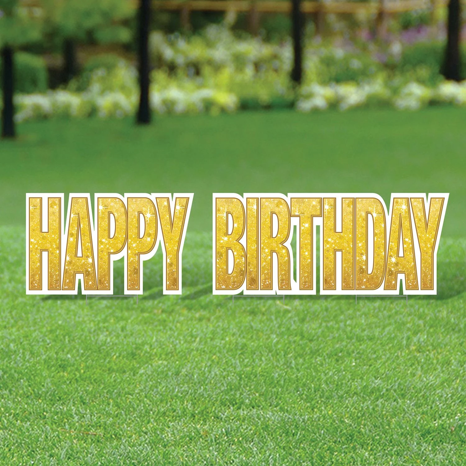 Plas Jumbo Happy Birthday Party Yard Sign Set - Gold 4 Plas Jumbo Happy Birthday Party Yard Sign Set - Gold - Image 4