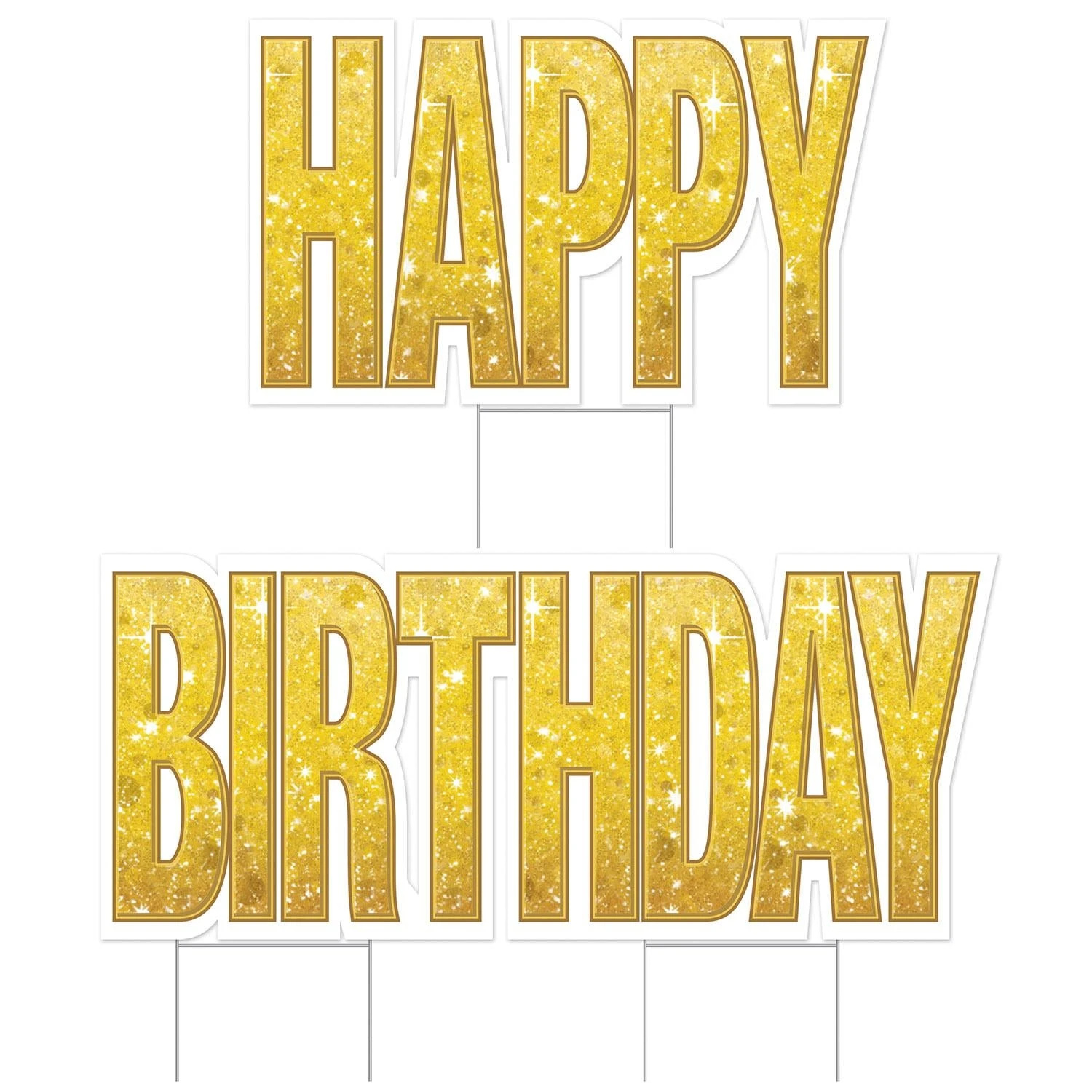 Plas Jumbo Happy Birthday Party Yard Sign Set - Gold 1 Plas Jumbo Happy Birthday Party Yard Sign Set - Gold