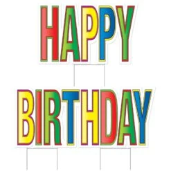 Plas Jumbo Happy Birthday Party Yard Sign Set - Multi-Color
