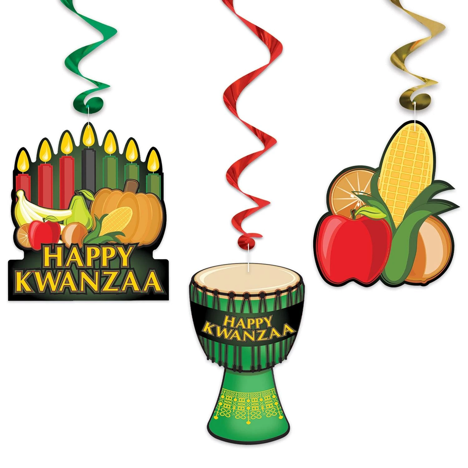Happy Kwanzaa Whirls (12 Per Package) 2 Happy Kwanzaa Whirls (12 Per Package) - Image 2