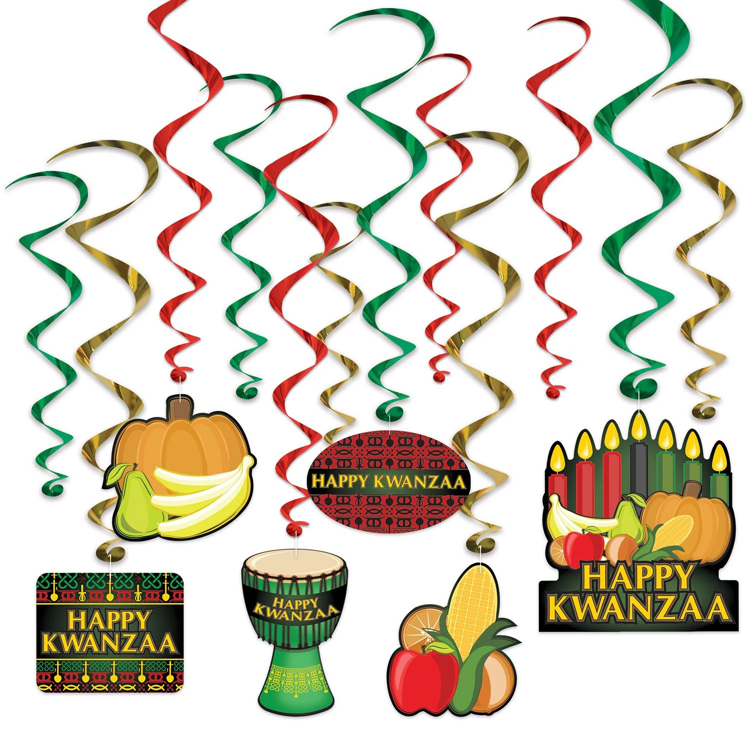 Happy Kwanzaa Whirls (12 Per Package) 1 Happy Kwanzaa Whirls (12 Per Package)