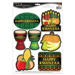 Happy Kwanzaa Clings (7 Per Package)