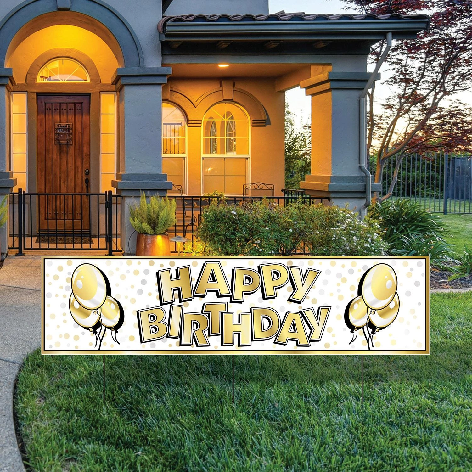 Plastic Jumbo Happy Birthday Party Yard Sign- Gold 3 Plastic Jumbo Happy Birthday Party Yard Sign- Gold - Image 3