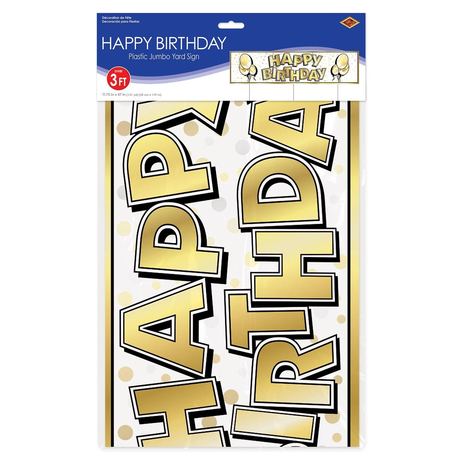Plastic Jumbo Happy Birthday Party Yard Sign- Gold 4 Plastic Jumbo Happy Birthday Party Yard Sign- Gold - Image 4