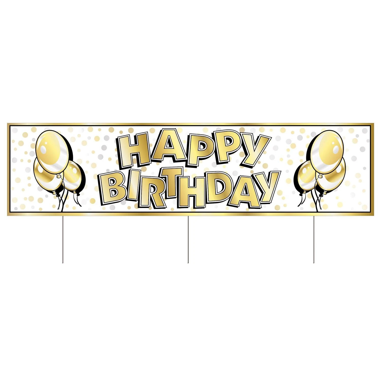Plastic Jumbo Happy Birthday Party Yard Sign- Gold 1 Plastic Jumbo Happy Birthday Party Yard Sign- Gold