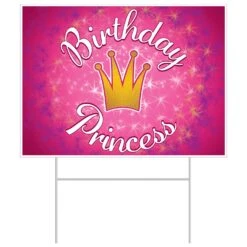 Plastic Birthday Party Princess Yard Sign