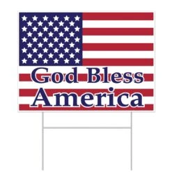 Plastic God Bless America Party Yard Sign
