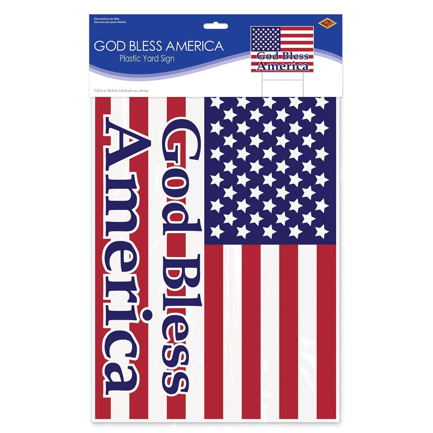 Plastic God Bless America Party Yard Sign 5 Plastic God Bless America Party Yard Sign - Image 5