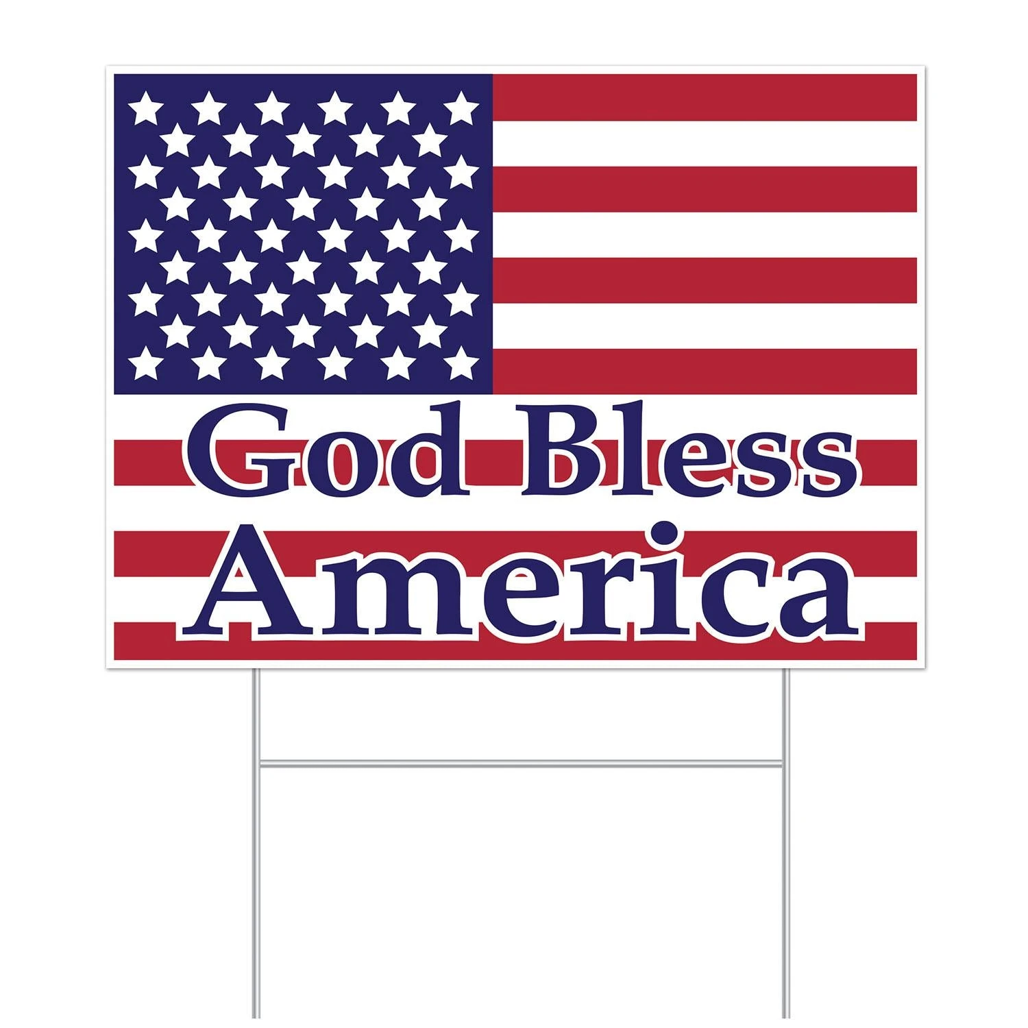 Plastic God Bless America Party Yard Sign 1 Plastic God Bless America Party Yard Sign