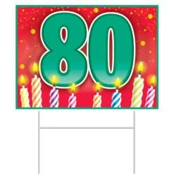 Plastic 80th Birthday Party Yard Sign