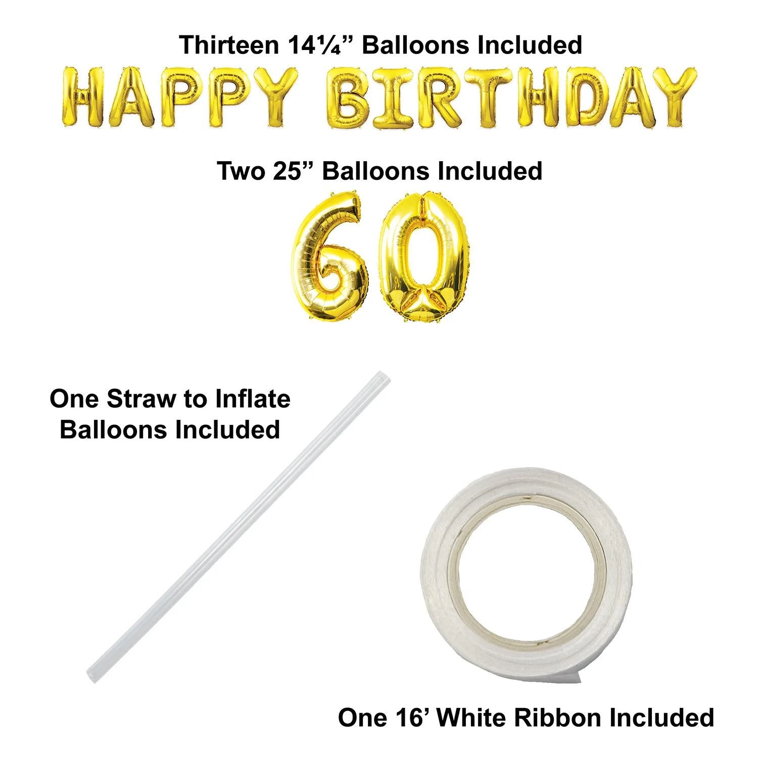 Happy Birthday Party 60th Balloon Streamer (6 Per Case) 5 Happy Birthday Party 60th Balloon Streamer (6 Per Case) - Image 5