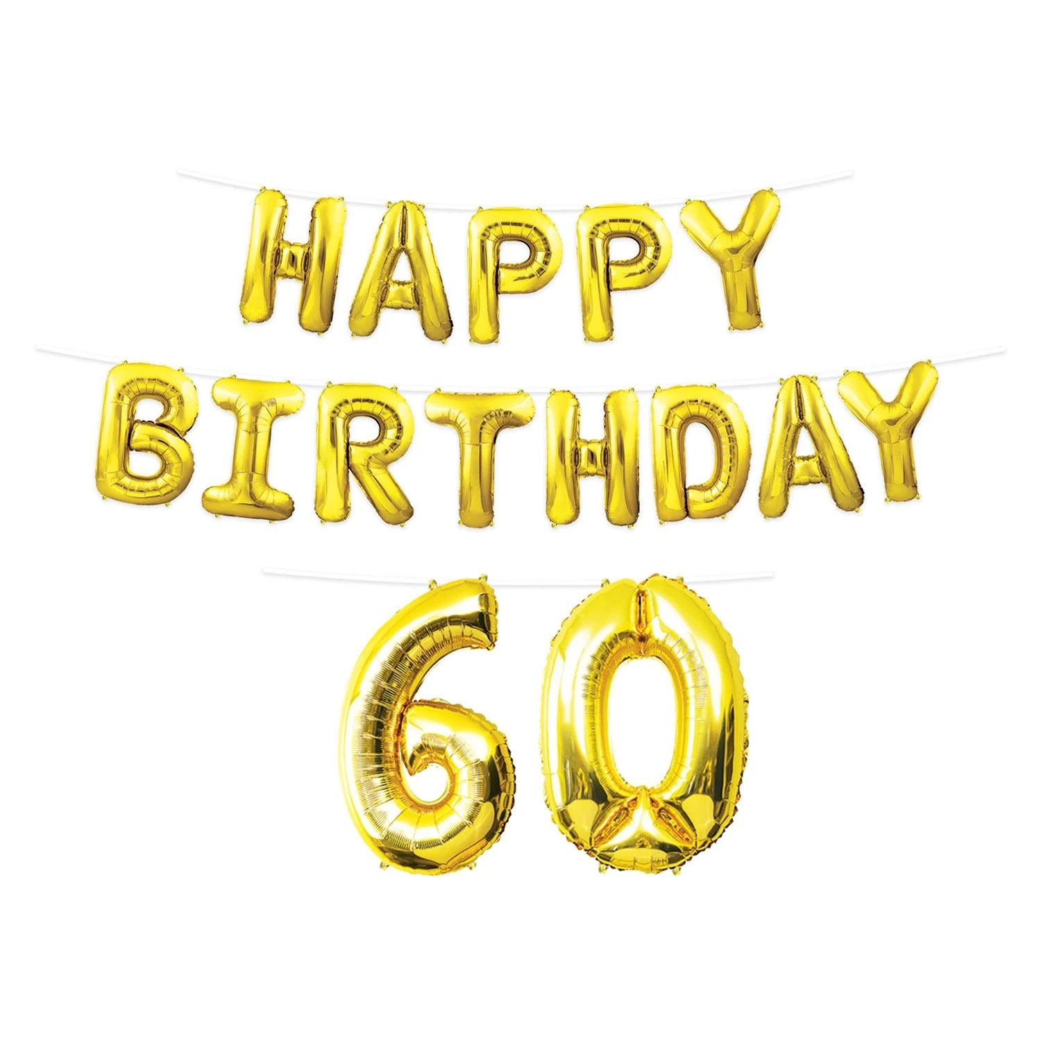 Happy Birthday Party 60th Balloon Streamer (6 Per Case) 1 Happy Birthday Party 60th Balloon Streamer (6 Per Case)