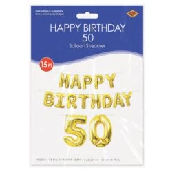 Happy Birthday Party 50th Balloon Streamer (6 Per Case) -Bulk Party Supplies Shop 53910 GD50 i3 4d511f93 d33d 4115 93cd 454660f35368