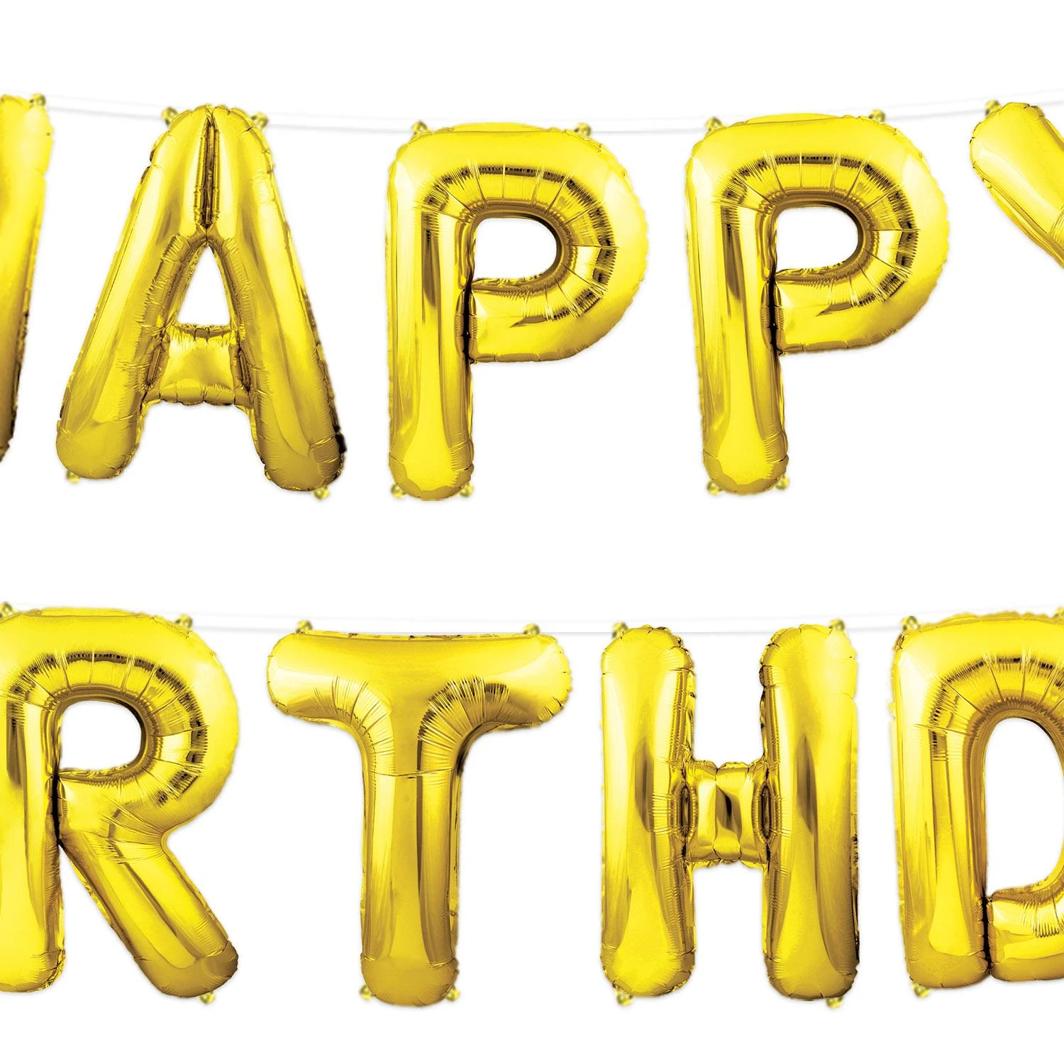 Happy Birthday Party Balloon Streamer - Gold (6 Per Case) 2 Happy Birthday Party Balloon Streamer - Gold (6 Per Case) - Image 2