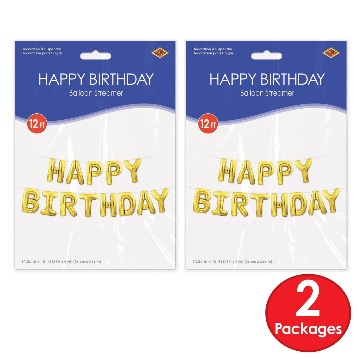 Happy Birthday Party Balloon Streamer - Gold (6 Per Case) 5 Happy Birthday Party Balloon Streamer - Gold (6 Per Case) - Image 5