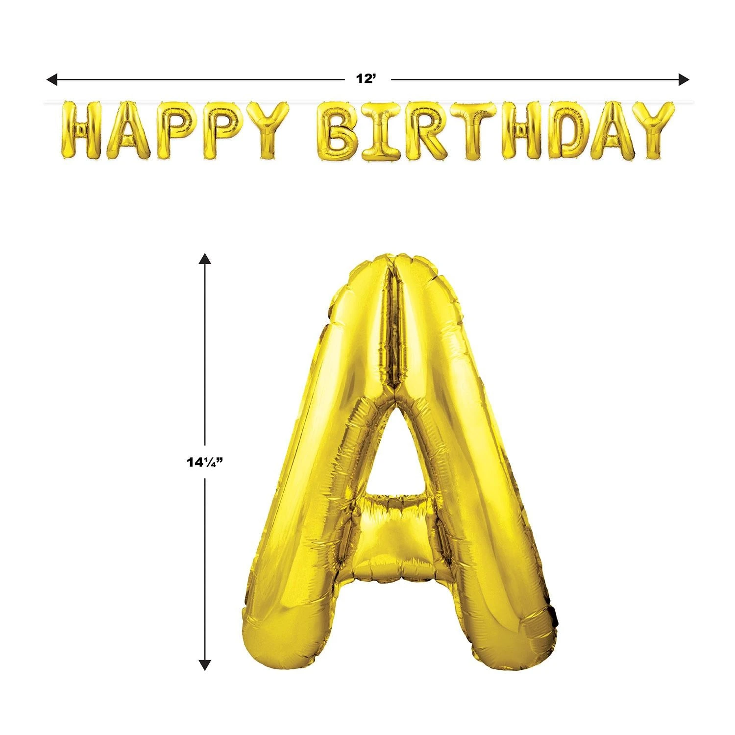Happy Birthday Party Balloon Streamer - Gold (6 Per Case) 7 Happy Birthday Party Balloon Streamer - Gold (6 Per Case) - Image 7