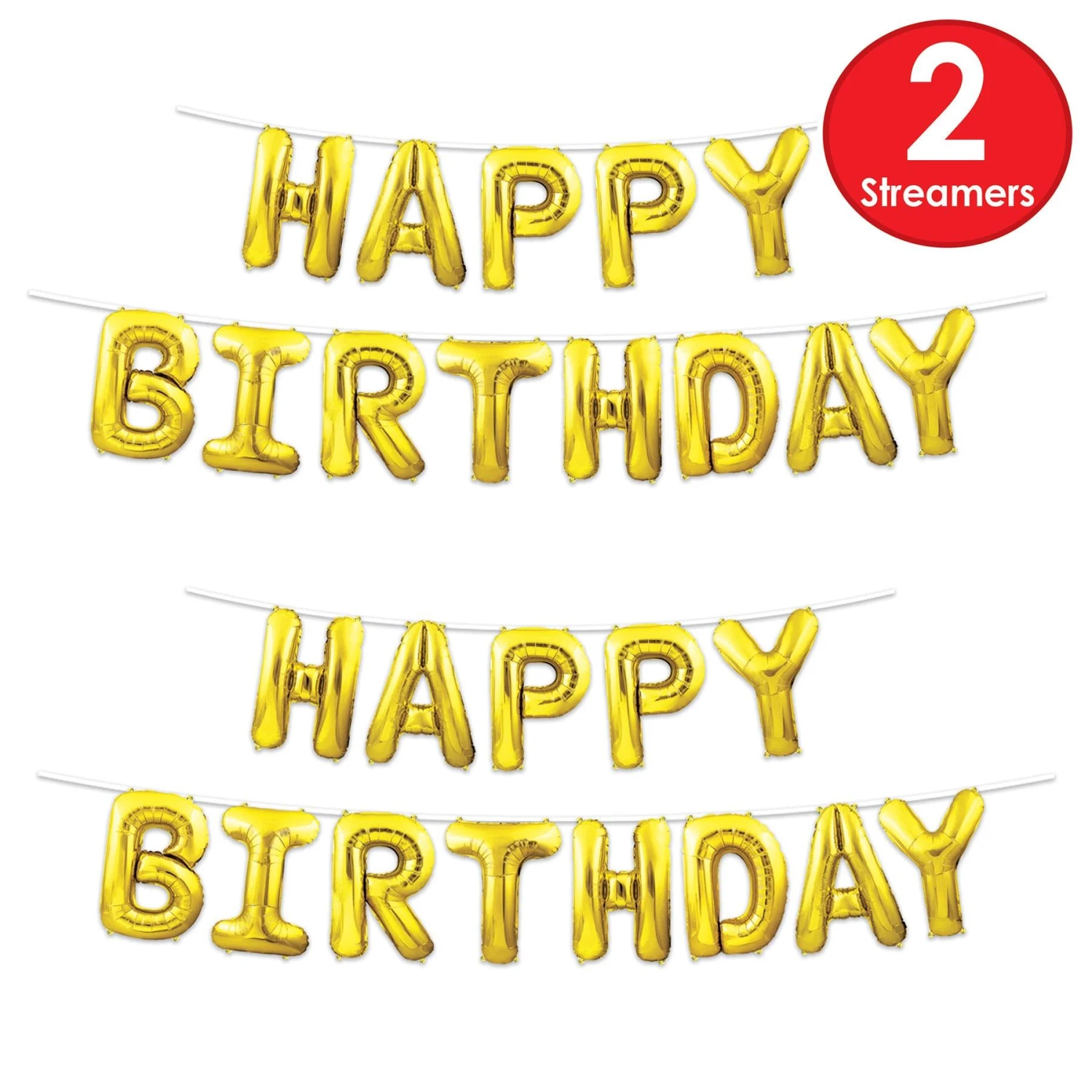 Happy Birthday Party Balloon Streamer - Gold (6 Per Case) 10 Happy Birthday Party Balloon Streamer - Gold (6 Per Case) - Image 10