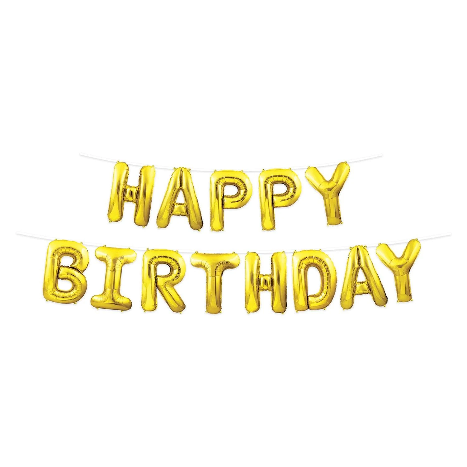 Happy Birthday Party Balloon Streamer - Gold (6 Per Case) 1 Happy Birthday Party Balloon Streamer - Gold (6 Per Case)