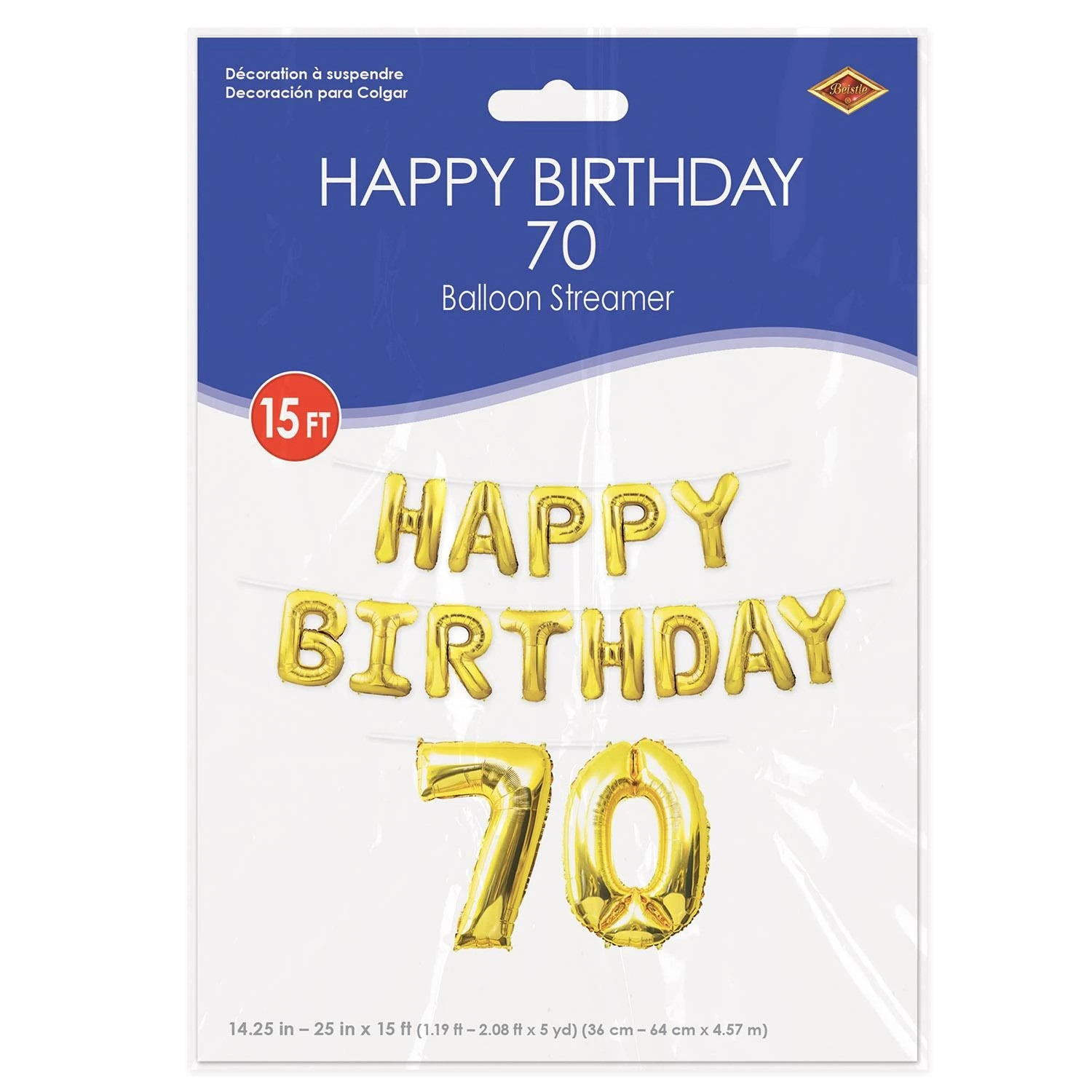Happy Birthday Party 70th Balloon Streamer (6 Per Case) 4 Happy Birthday Party 70th Balloon Streamer (6 Per Case) - Image 4