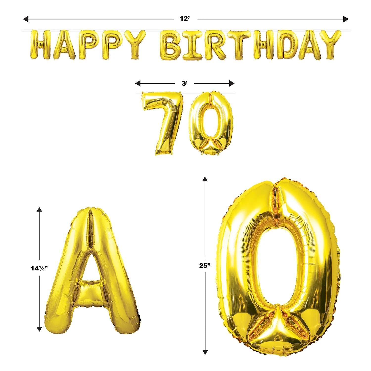 Happy Birthday Party 70th Balloon Streamer (6 Per Case) 6 Happy Birthday Party 70th Balloon Streamer (6 Per Case) - Image 6