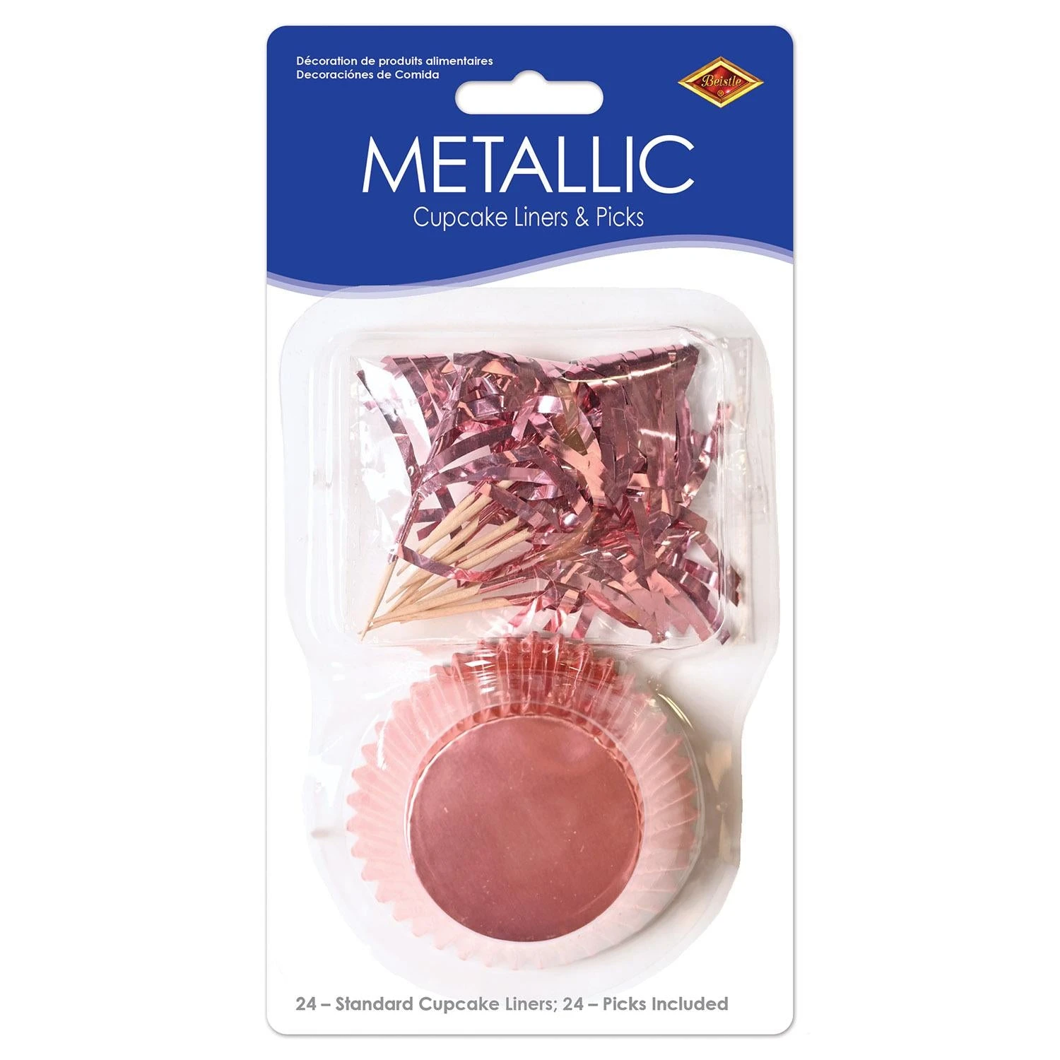 Metallic Party Cupcake Liners & Picks - Rose Gold (144 Per Case) 4 Metallic Party Cupcake Liners & Picks - Rose Gold (144 Per Case) - Image 4