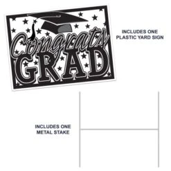 Black Plastic Congrats Grad Yard Sign (1 Per Package) -Bulk Party Supplies Shop 53921 BK i4 plastic congrats grad yard sign
