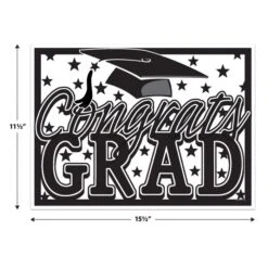 Black Plastic Congrats Grad Yard Sign (1 Per Package) -Bulk Party Supplies Shop 53921 BK i5 plastic congrats grad yard sign