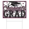 Burgundy Plastic Congrats Grad Yard Sign (1 Per Package) -Bulk Party Supplies Shop 53921 BU