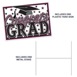 Burgundy Plastic Congrats Grad Yard Sign (1 Per Package) 9 Burgundy Plastic Congrats Grad Yard Sign (1 Per Package) -Bulk Party Supplies Shop 53921 BU i4 plastic congrats grad yard sign
