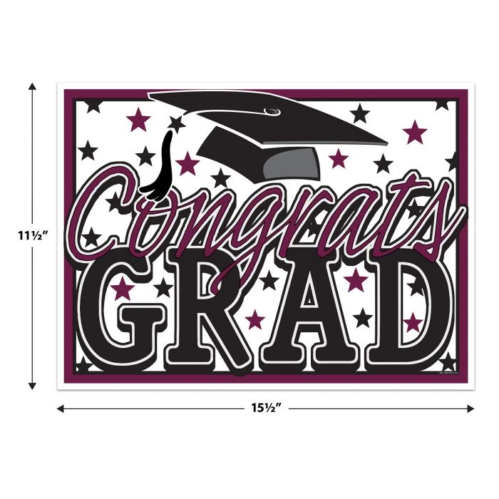 Burgundy Plastic Congrats Grad Yard Sign (1 Per Package) 5 Burgundy Plastic Congrats Grad Yard Sign (1 Per Package) - Image 5
